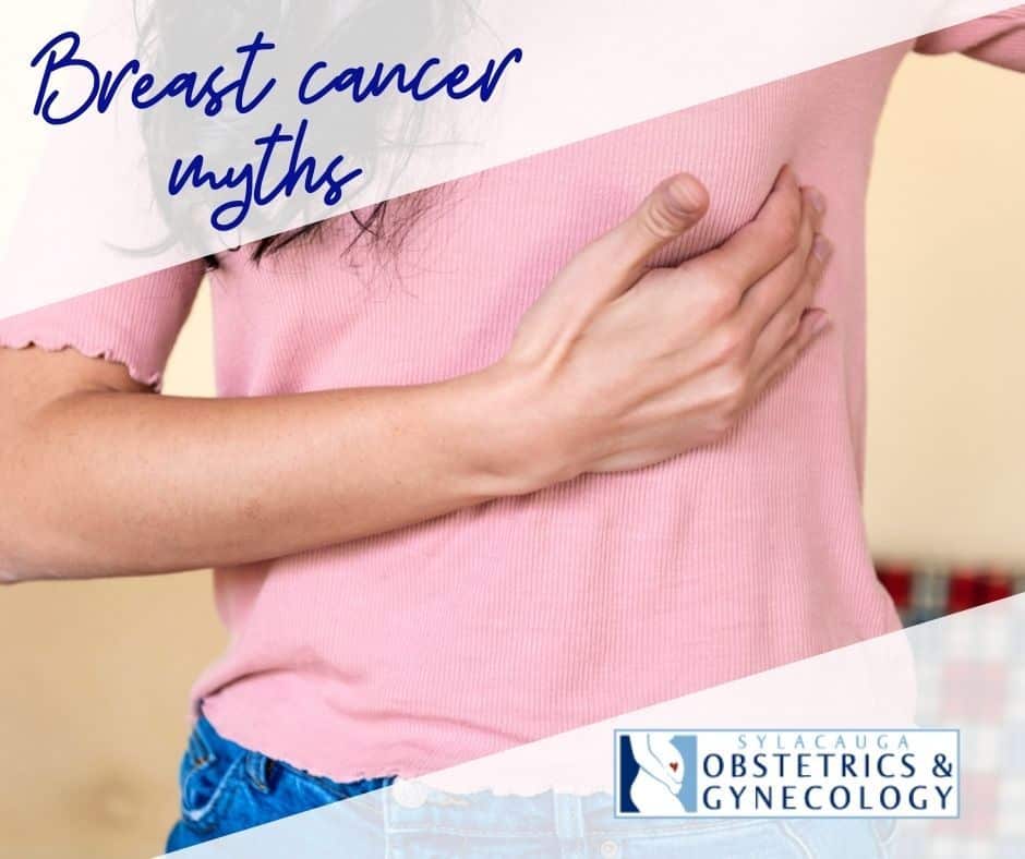 woman performing breast cancer self-check
