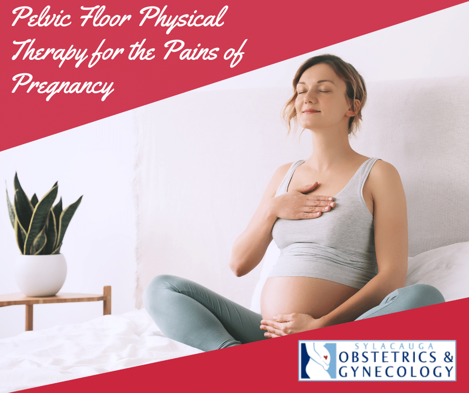 Relaxed, smiling pregnant woman in lotus pose on her bed